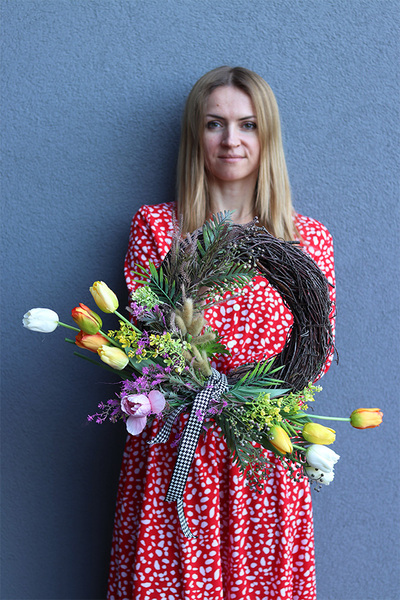 Tulipania Pepite, wiosenny wianek z tulipanami