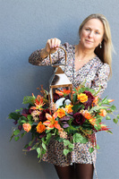 Angelo Garden Autumn, lampion nagrobny z kwiatami