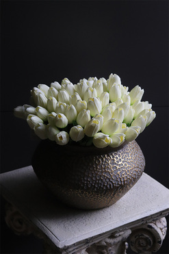 Eduardo Medoria Gold, kompozycja wiosenna z piankowymi tulipanami, wym.26x25cm