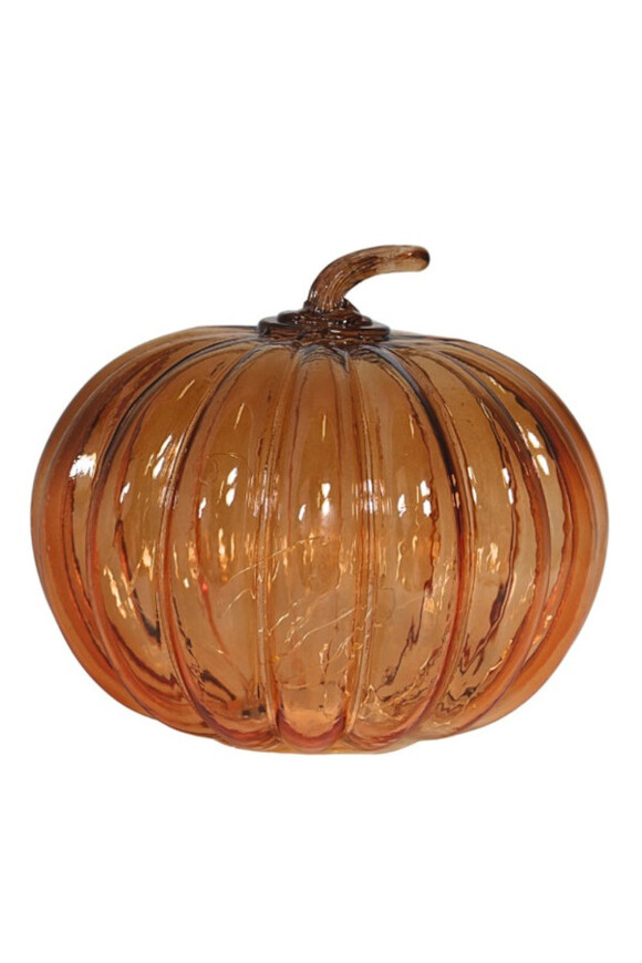 Glass Pumpkin LED, dekoracyjna dynia szklana, pomarańczowa, wym.15.5x15.5x15cm