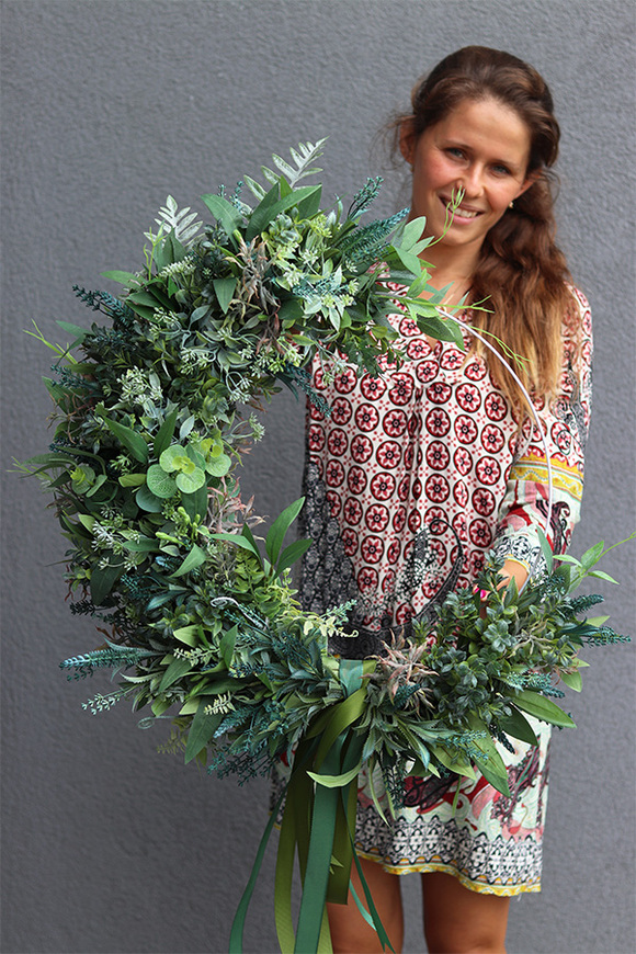 Subtelle Boho Simple, zielony wianek na obręczy