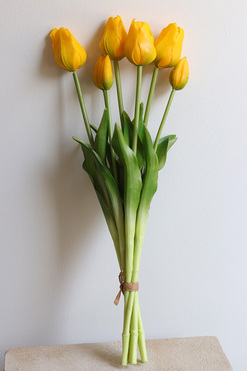 April Nova, bukiet tulipan silikonowy Żółty 7szt. dł.50cm