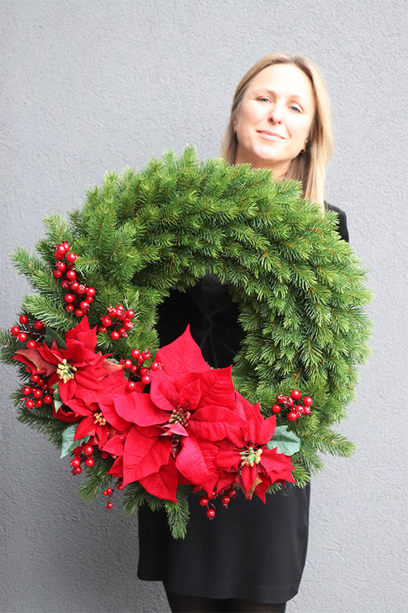 Gwiazda betlejemska Hilton, świąteczny wianek dekoracyjny