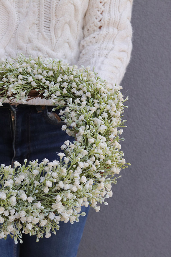 Gipsówka, wiosenny wianek z kaszki