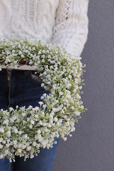 Gipsówka, wiosenny wianek z kaszki