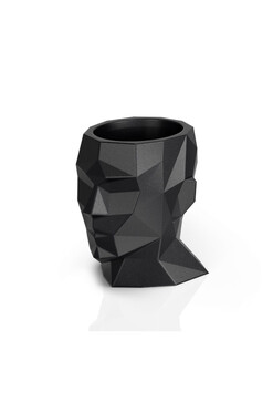 Adonis, nowoczesna donica głowa, czarna, wys.40cm