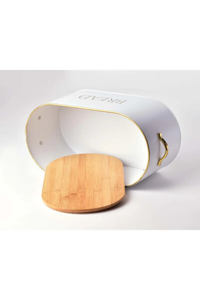 Bread, chlebak metalowy z drewnianą pokrywką