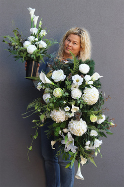 Lessuna, komplet dekoracji nagrobnych, wiązanka + bukiet