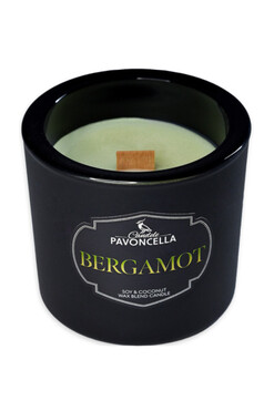 Bergamot, sojowo-kokosowa świeca zapachowa w szkle, czarna, 170g