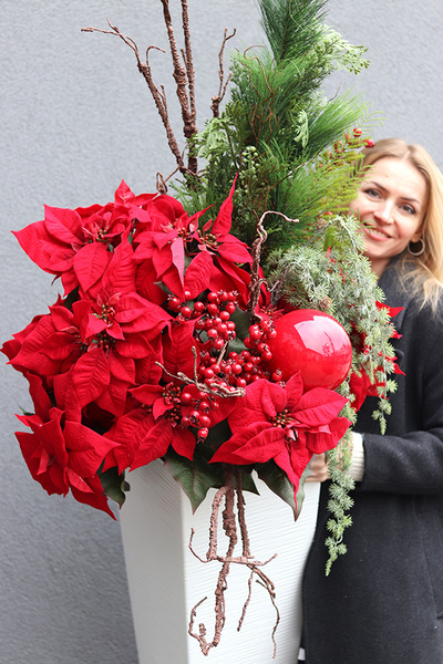 Amarylis Mediolan Winter, świąteczna dekoracja podłogowa