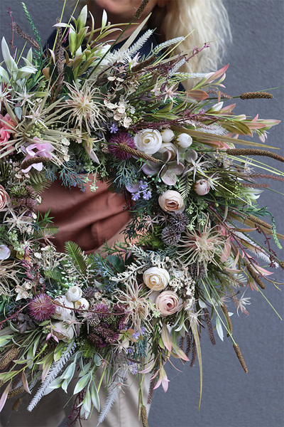 Boho Gerera, wianek dekoracyjny z suszem