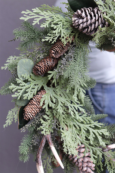 Poroże, wianek ozdobny / stroik dekoracyjny, śr.55cm