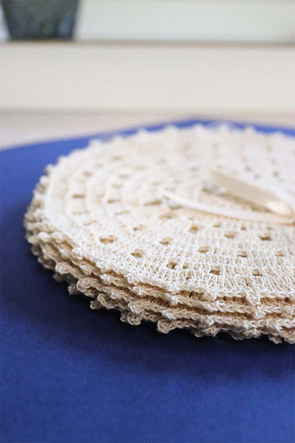 podkładki, serwetki szydełkowe, Olina, kpl.6szt, śr.17cm