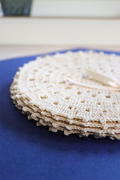 podkładki, serwetki szydełkowe, Olina, kpl.6szt, śr.17cm