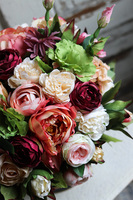 czarny flowerbox z różowymi kwiatami, Marzenna, wys.40cm