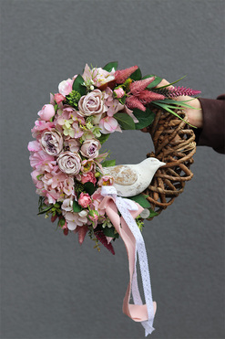 Ornamentia 2, wianek dekoracyjny z ptaszkiem, rozp.37cm