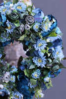 bogaty wianek na drzwi, Niebieska Mgła, śr.43cm