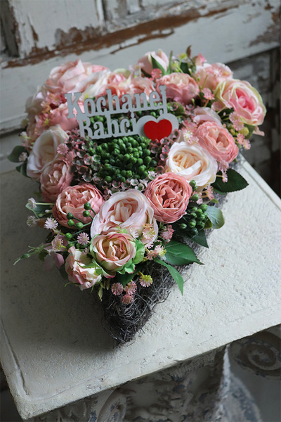 kompozycja nagrobna z napisem, Serce Berino, wym.17x50x33cm    