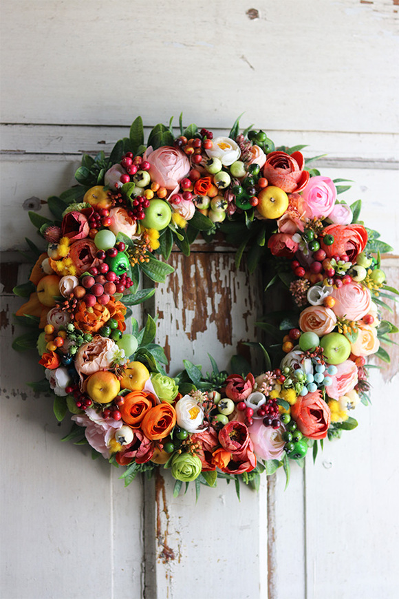 dekoracyjny pomarańczowy wianek, Energino Orange, śr.38cm