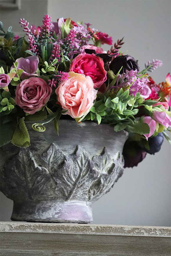 Fiolettista, dekoracja kwiatowa w ceramicznej misie, wym.28x30cm 