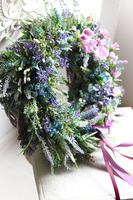 Viella, wianek z lawendą, szafirkami i ptaszkiem