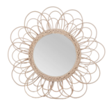Boho, stylowe lustro z rattanową ramą, śr.60cm