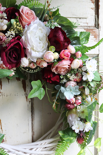 asymetryczny wianek kwiatowy, Marthano, śr.59cm 