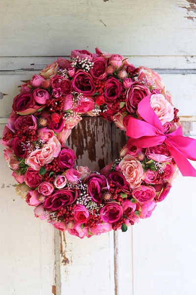 Terraso, fuksjowy wianek z kokardą, śr.39cm 