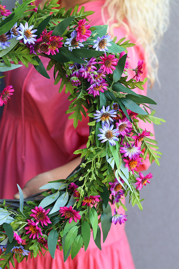 Kolorowe Margerytki, barwny wianek z margerytkami