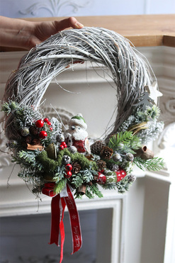 Zimowe Harce, świąteczny wianek z ptaszkiem, rozp.38cm