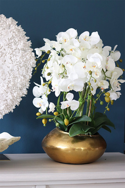 Deluxe Gold B, sztuczny storczyk w złotej donicy, wys.63cm