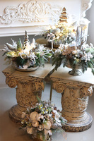 Mroźna Zima Pompadour świąteczny stroik w szklanej misie LED