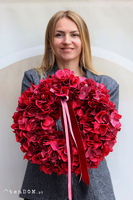 Hortensje Rose, wianek na drzwi z hortensji