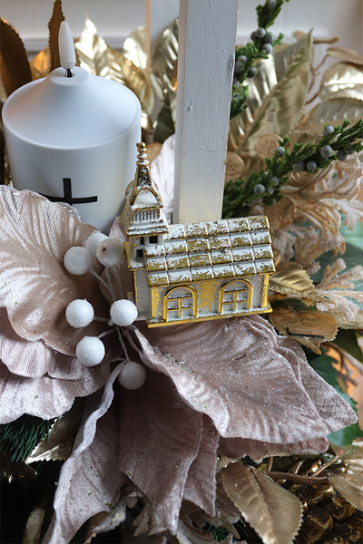 Angelo Garden Gold Xmas, drewniany lampion nagrobny