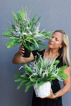 Heather&Lavender, komplet dekoracji nagrobnych, bukiet + kosz