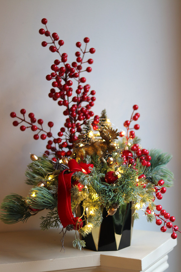 Czerwona Ballada, świąteczny stroik ze świecą