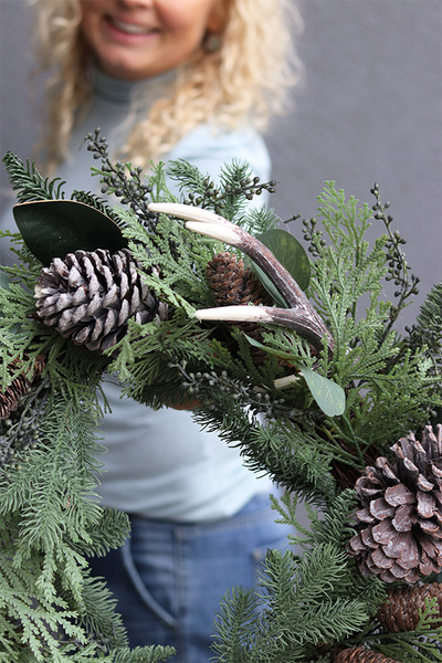 Poroże, wianek ozdobny / stroik dekoracyjny, śr.55cm