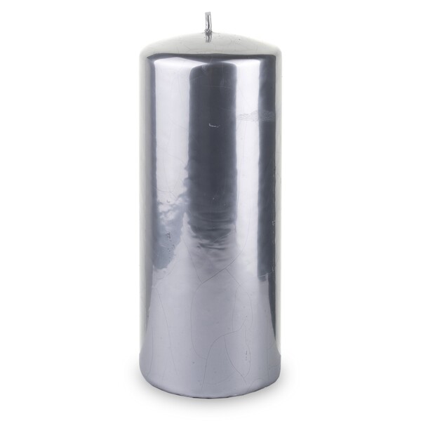 Mirror Flame, świeca w kształcie walca, srebrna, wys.18cm