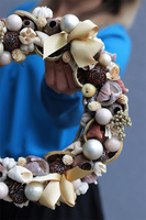 wianek świąteczny z suszem, Złocony, śr.30cm