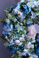 bogaty wianek na drzwi, Niebieska Mgła, śr.43cm