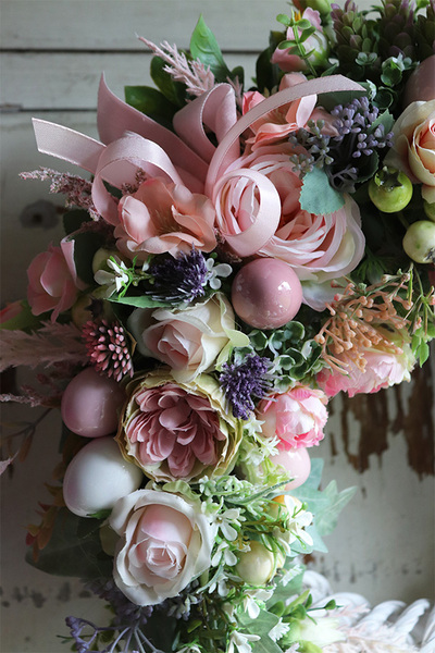 atrakcyjny wielkanocny wianek, Pastellova Nova, śr.43cm