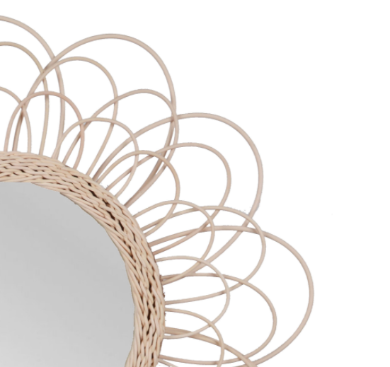 Boho, stylowe lustro z rattanową ramą, śr.60cm