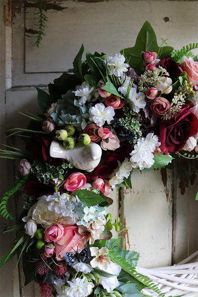 asymetryczny wianek kwiatowy, Marthano, śr.59cm 