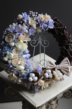 Fioletowa Delikata, wielkanocny wianek dekoracyjny, rozp.43cm 