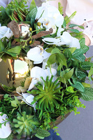 Goldenito Dekoria, kompozycja ze storczykiem w złotej misie, wym 29x54cm 