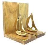 Bookend Yacht, dwie podpórki książek - mosiężne jachty, wym.17.5x14x8.5