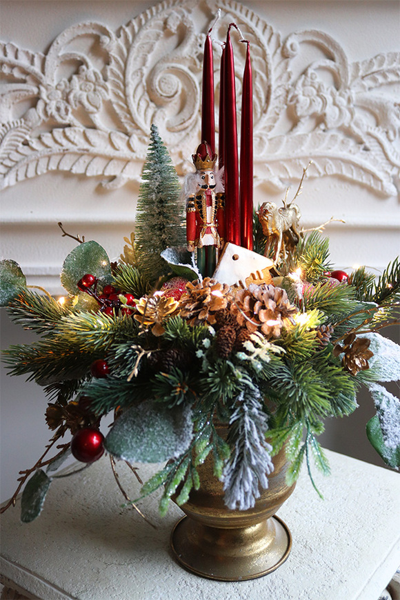 Goldina 2 LED, stroik świąteczny z dziadkiem