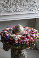 Różowa Elegancja, wielkanocny stroik w misie