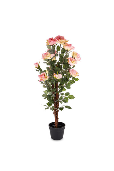 Róża, sztuczna roślina w osłonce, różowy, wys.95x40x40cm