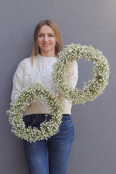 Gipsówka, wiosenny wianek z kaszki